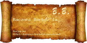 Baczoni Borbála névjegykártya